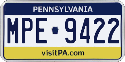 PA license plate MPE9422