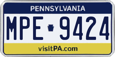 PA license plate MPE9424