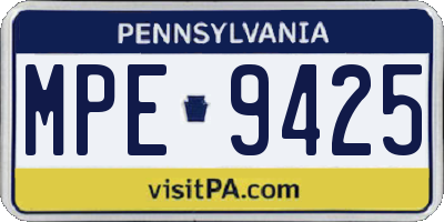 PA license plate MPE9425