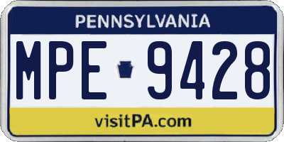 PA license plate MPE9428