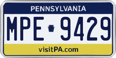 PA license plate MPE9429
