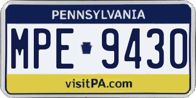 PA license plate MPE9430