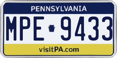 PA license plate MPE9433