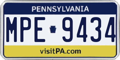 PA license plate MPE9434