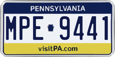PA license plate MPE9441
