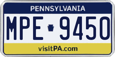 PA license plate MPE9450