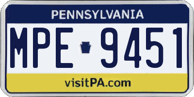 PA license plate MPE9451