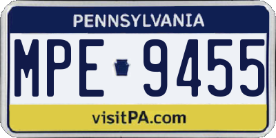 PA license plate MPE9455
