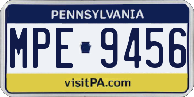 PA license plate MPE9456