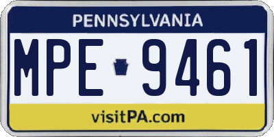 PA license plate MPE9461