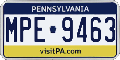 PA license plate MPE9463