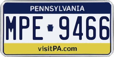 PA license plate MPE9466