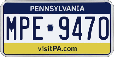 PA license plate MPE9470