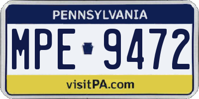 PA license plate MPE9472