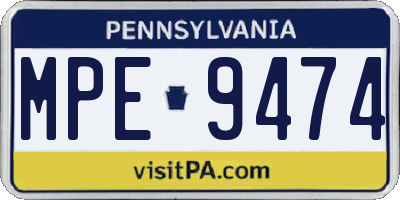 PA license plate MPE9474