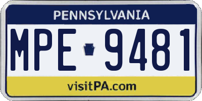 PA license plate MPE9481