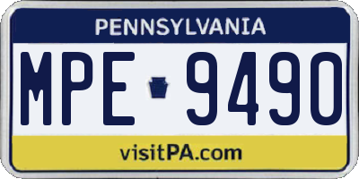 PA license plate MPE9490