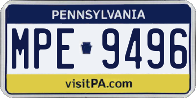 PA license plate MPE9496