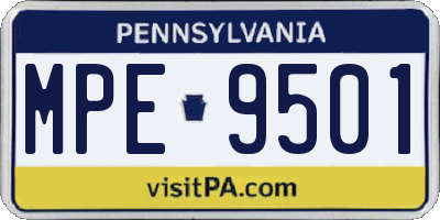 PA license plate MPE9501
