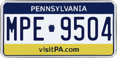 PA license plate MPE9504