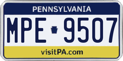 PA license plate MPE9507