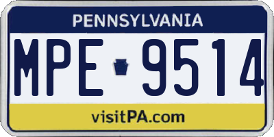 PA license plate MPE9514