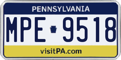 PA license plate MPE9518