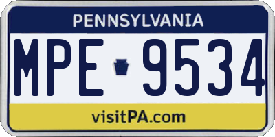 PA license plate MPE9534