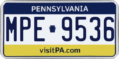 PA license plate MPE9536