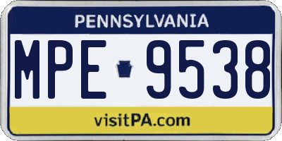 PA license plate MPE9538