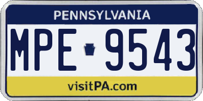 PA license plate MPE9543