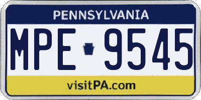 PA license plate MPE9545