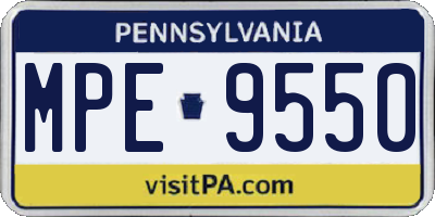 PA license plate MPE9550