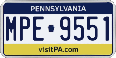 PA license plate MPE9551