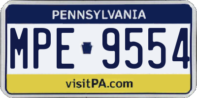 PA license plate MPE9554