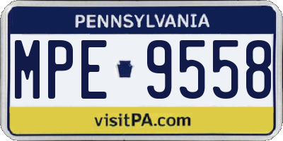 PA license plate MPE9558