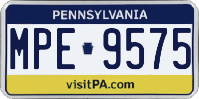 PA license plate MPE9575