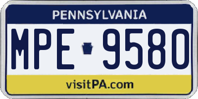 PA license plate MPE9580