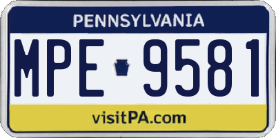 PA license plate MPE9581