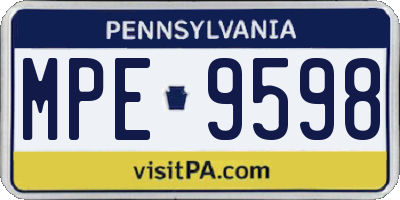 PA license plate MPE9598