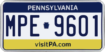 PA license plate MPE9601