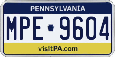 PA license plate MPE9604