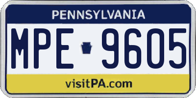 PA license plate MPE9605