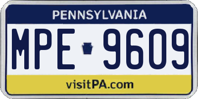 PA license plate MPE9609