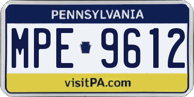 PA license plate MPE9612