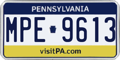 PA license plate MPE9613