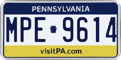 PA license plate MPE9614