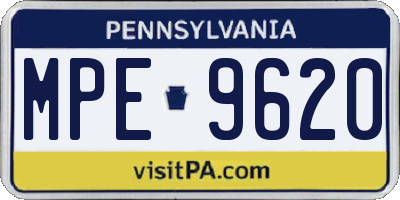 PA license plate MPE9620