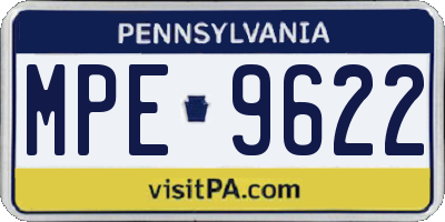 PA license plate MPE9622