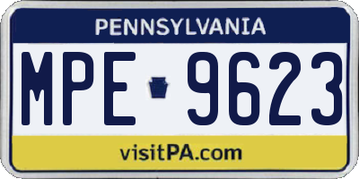 PA license plate MPE9623